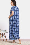Coucou Maternity Woven Full Length Nightdress With Front Zipper And Discreet Feeding - Classic Blue — thumbnail 3